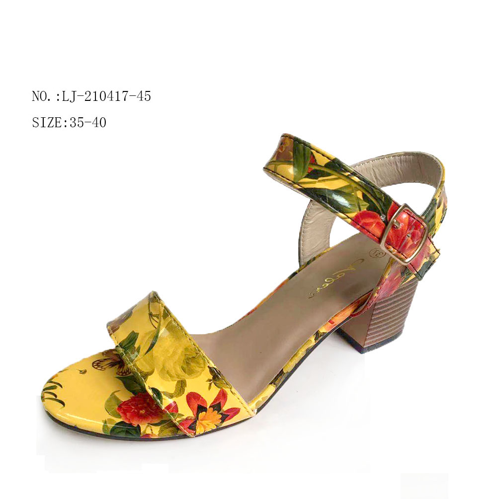 New design Women flower print Ankle Strap Design wedges sandals...